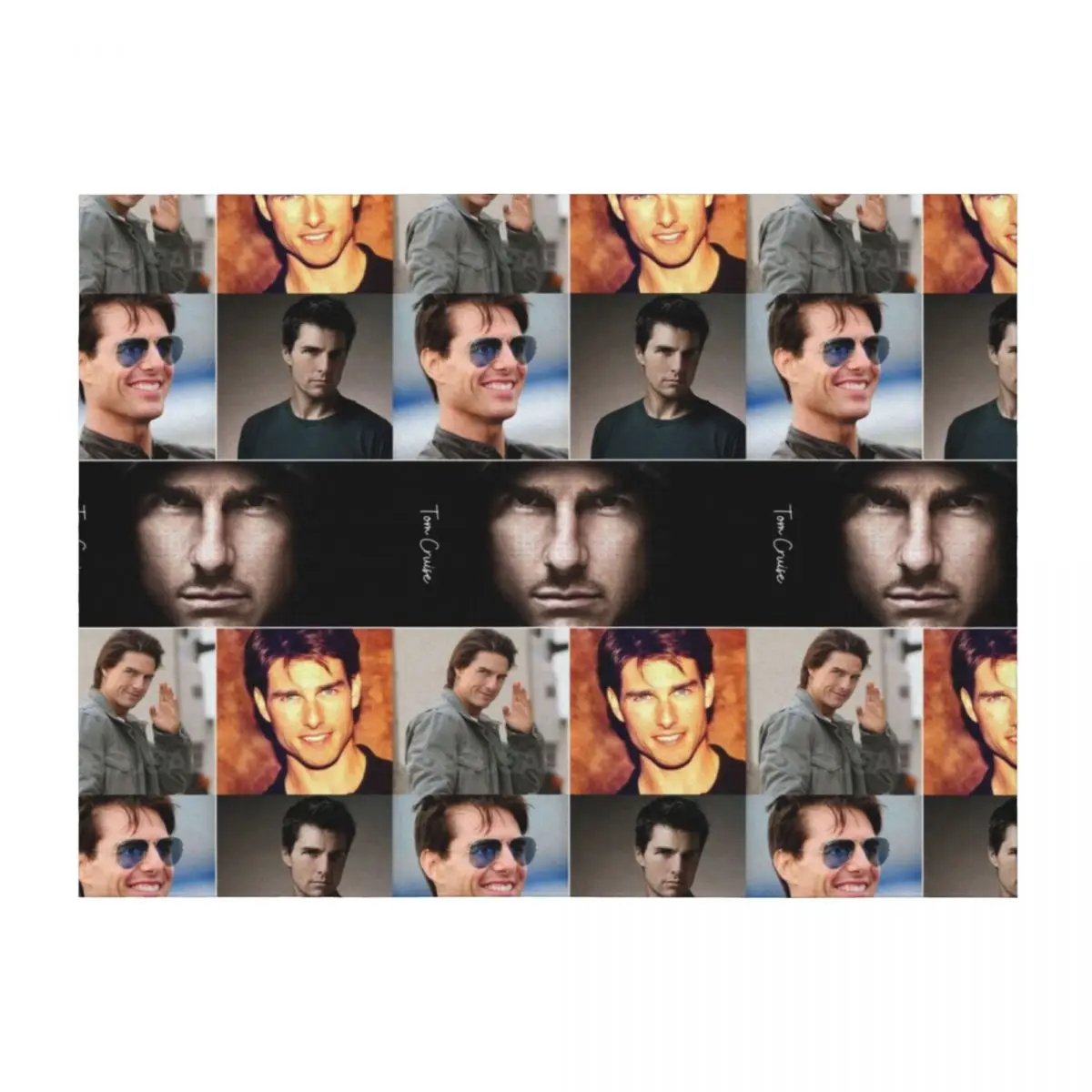 Tom Cruise Handsome American actor Super Cool Aesthetic Collage - 1 Throw Blanket Hairys manga Flannel Fabric Flannels Blankets