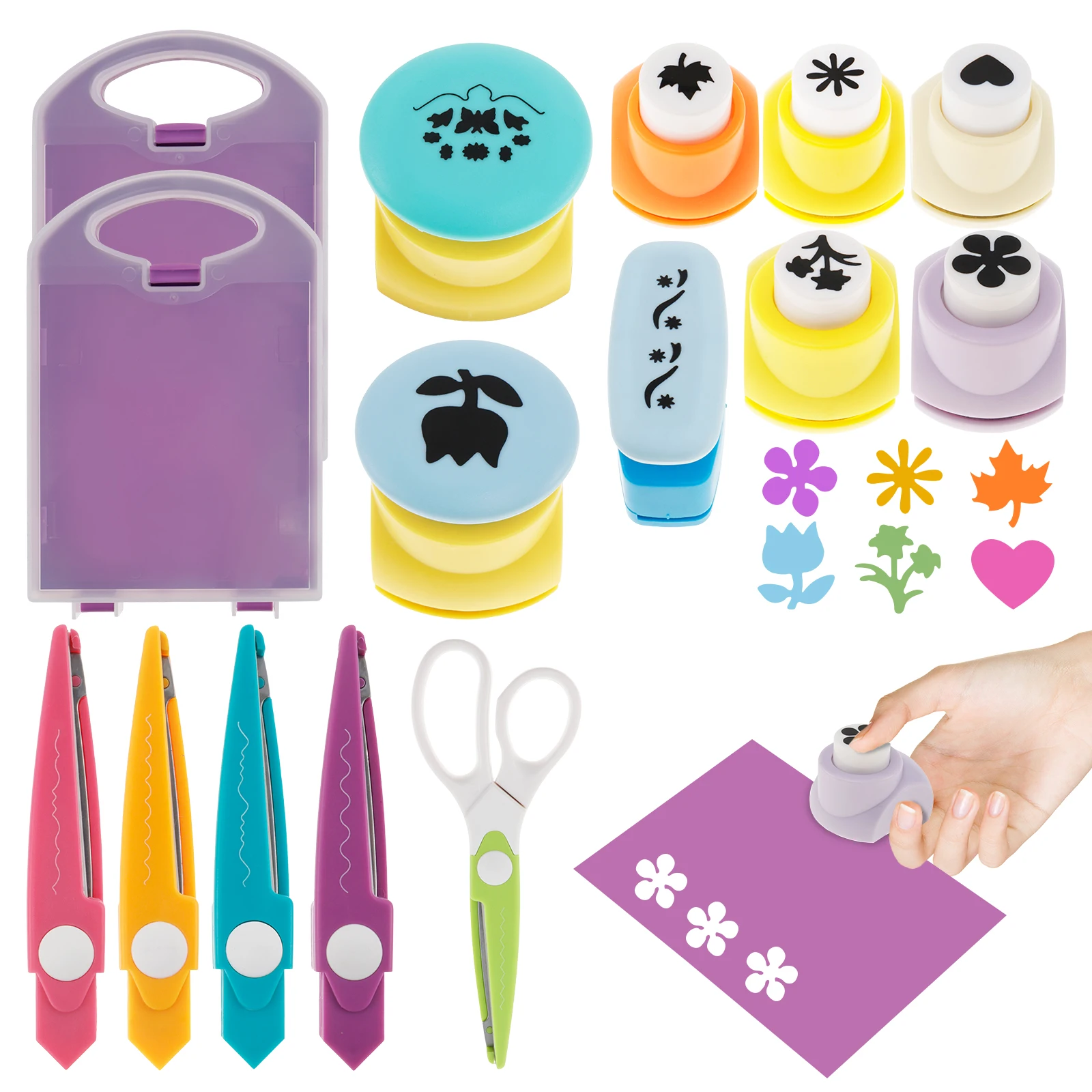 

Kids DIY Puncher Craft Set Creative Craft Scissors Punch Set Educational Craft Scissors Set Portable Craft Hole Punch Set Crafts
