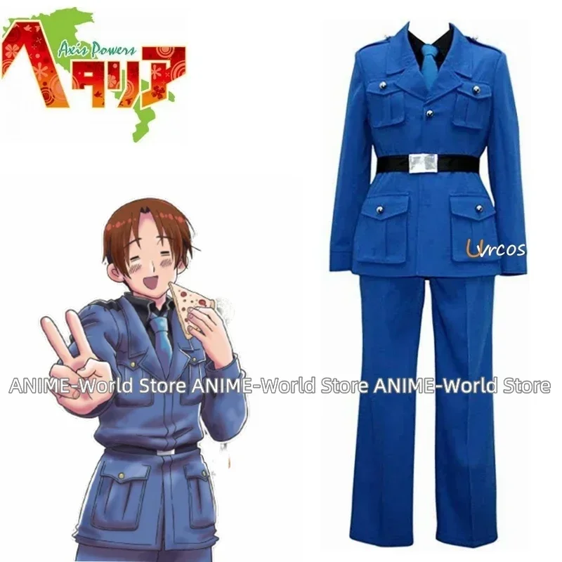 

《Custom size》APH Axis Powers Hetalia North Italy Feliciano Vargas Uniform Outfit Cosplay Costume Coat+Shirt+Pants+Belt+Tie
