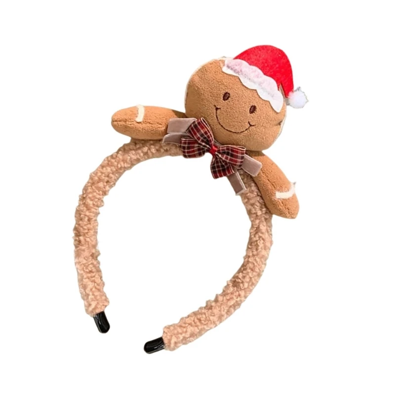 2025 New Gingerbreads Plush Headbands Lovely Christmas Hair Hoop Holiday Party Headpiece