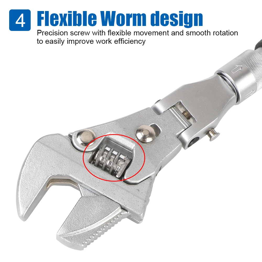 Chiave a cricchetto per utensili manuali 10 pollici 5 In 1 chiave a puleggia per manutenzione domestica chiave dinamometrica regolabile pieghevole a 180 gradi