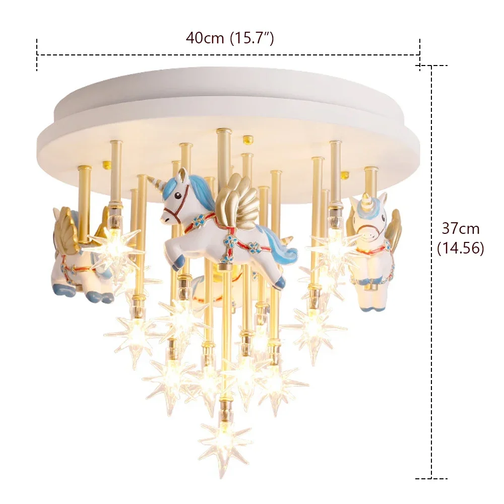 Modern Led Chandeliers Light for Living Dining Room Decor Carousel Led Lighta Fixture Children Cartoon Unicorn Ceiling Lamps