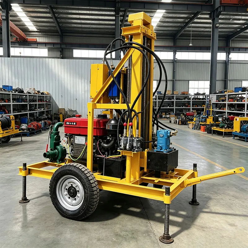 Customized Reliable Operation Water Well Drilling Rig 28HP 150m Portable Diesel Hydraulic Wheel Type High Efficiency