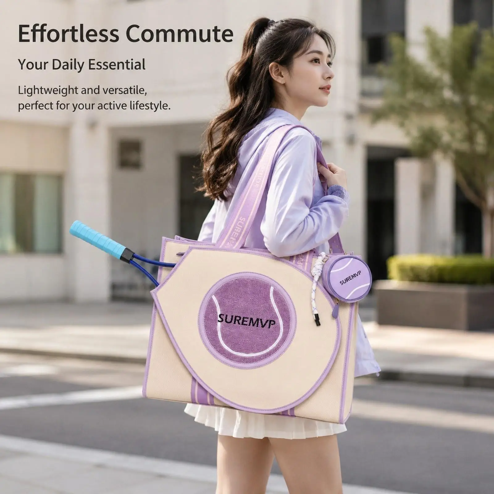 

Tennis Tote PU Racket Storage Sports Handbag Gym Duffel Bag for Men Women Leisure Activities