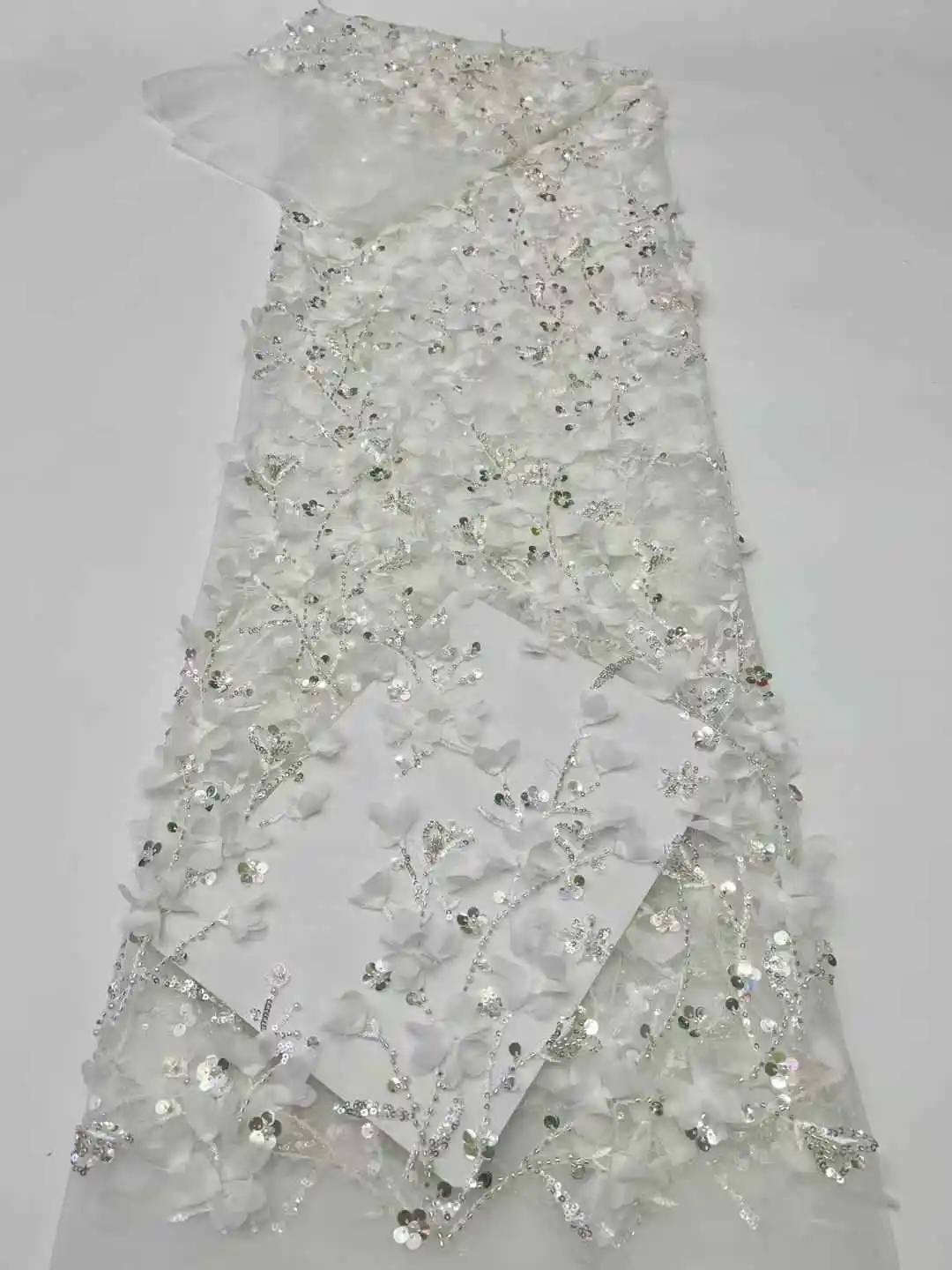 African Mesh Lace Fabric Sequins Latest Design Nigeria French Mesh Tulle Lace Fabric For Women Wedding Dresses Sewing