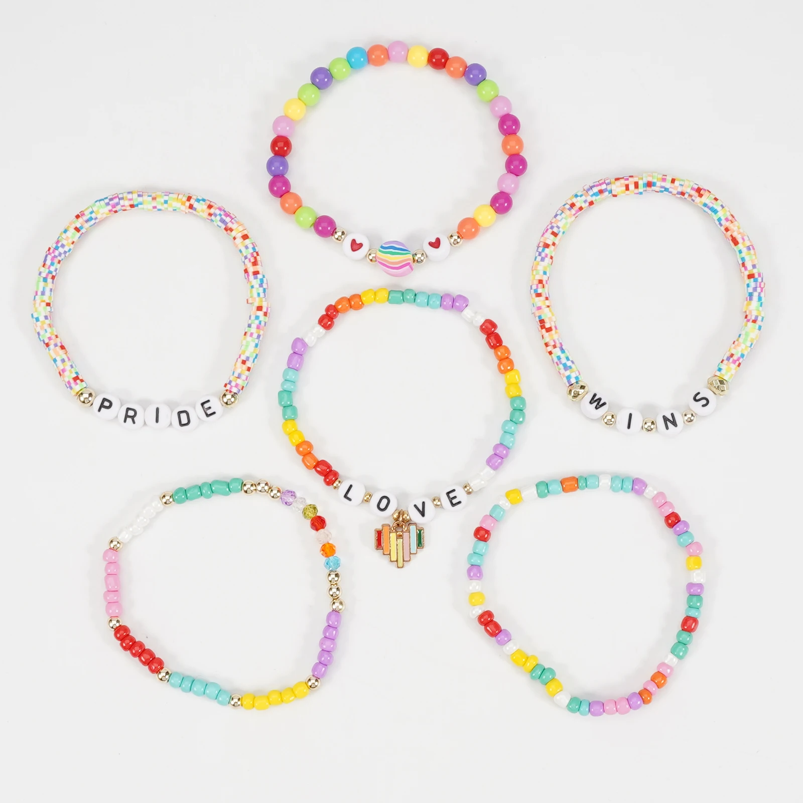 Bohemian colorful rice bead bracelet stackable elastic bracelet