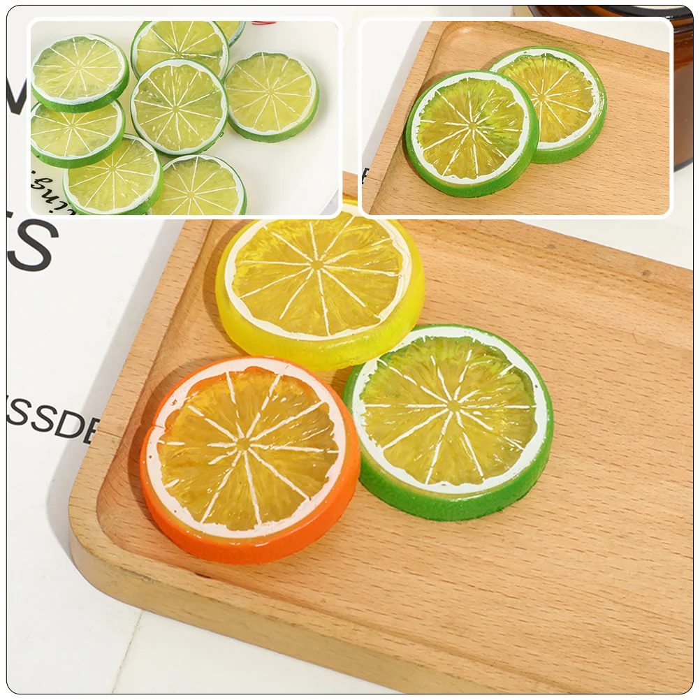 20 Pcs Imitation Lemon Slice Vase Orange Fruit Decoration Artificial Fruits Dried Slices Limes Ornaments Filling