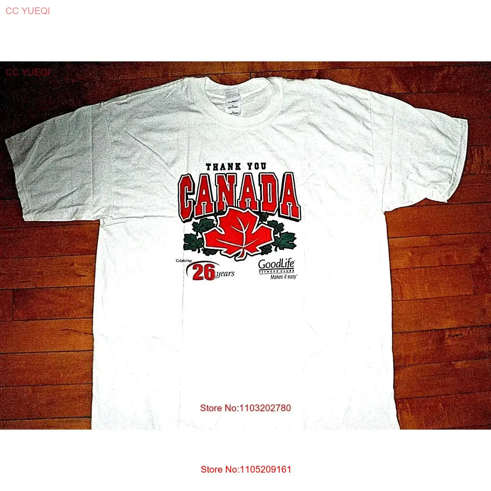 تي شيرت أبيض جديد للاحتفال بعمر 26 عامًا من Good Life Fitness Club Canada مقاس XL ملابس مصممة مغسولة عتيقة ملابس الشارع الشهير #1