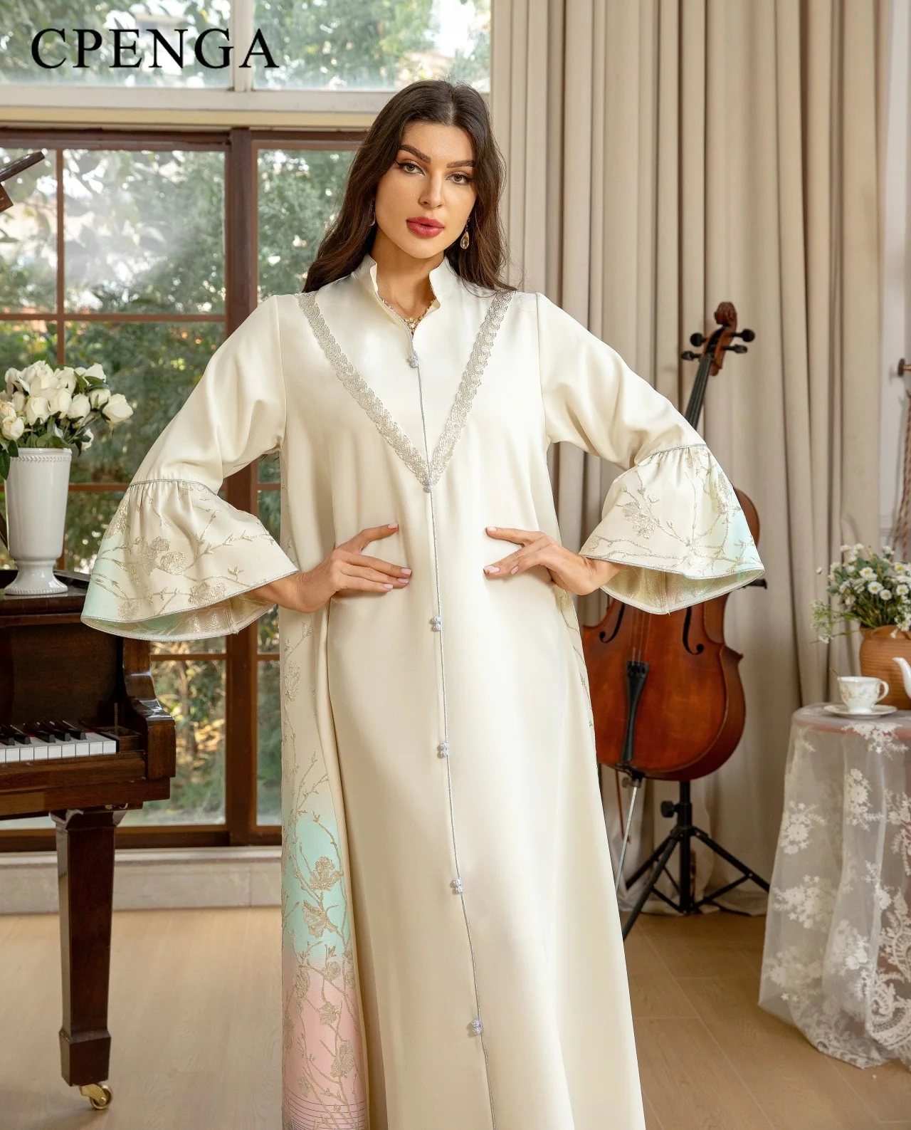 2024 Middle East Embroidery Muslim Abaya Dress for Women Arab Female Evening Party Jalabiya Clothing Islam Turkey Patchwork Robe