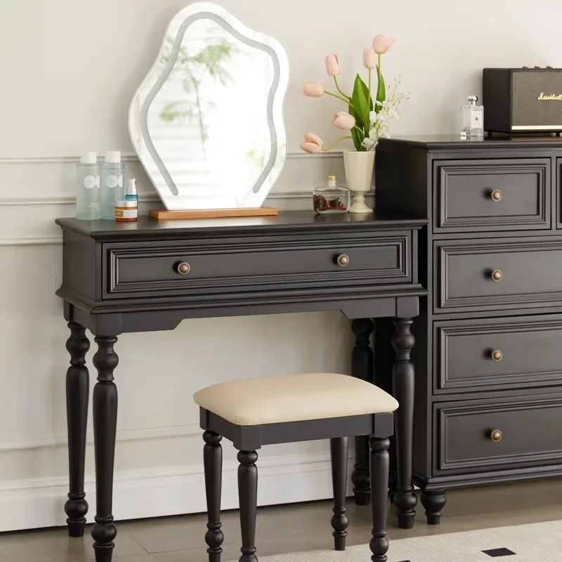 

Black Vintag Dressing Table Nordic Desgin Organizer Drawers Dressing Table Closets Wood Comoda Pra Quarto Postmodern Furniture