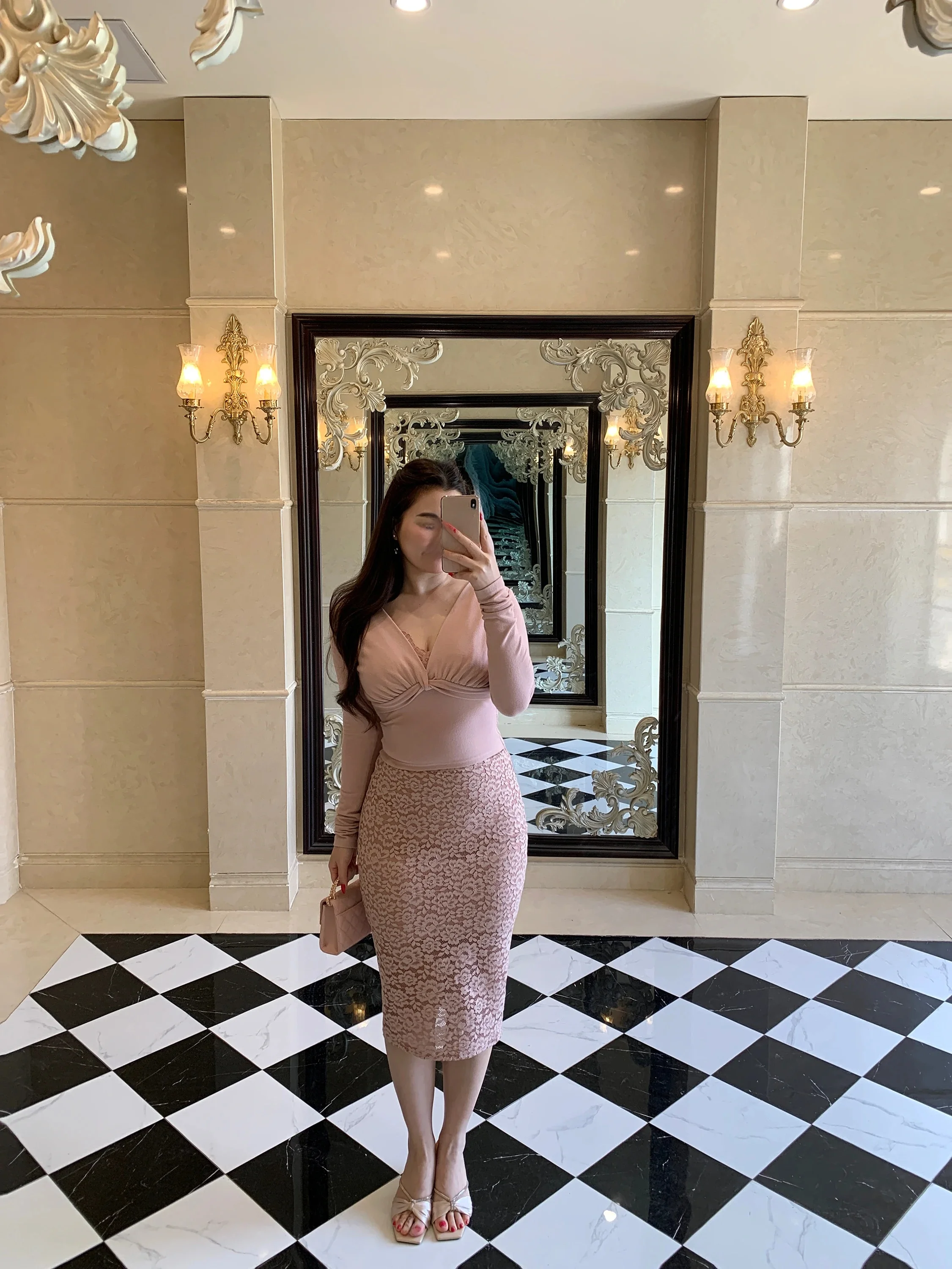 

Mole Mid-Length Lace Half Skirt Elastic Waist Professional Style plus Size Women's Fashion Spring Summer High Waist Skirt