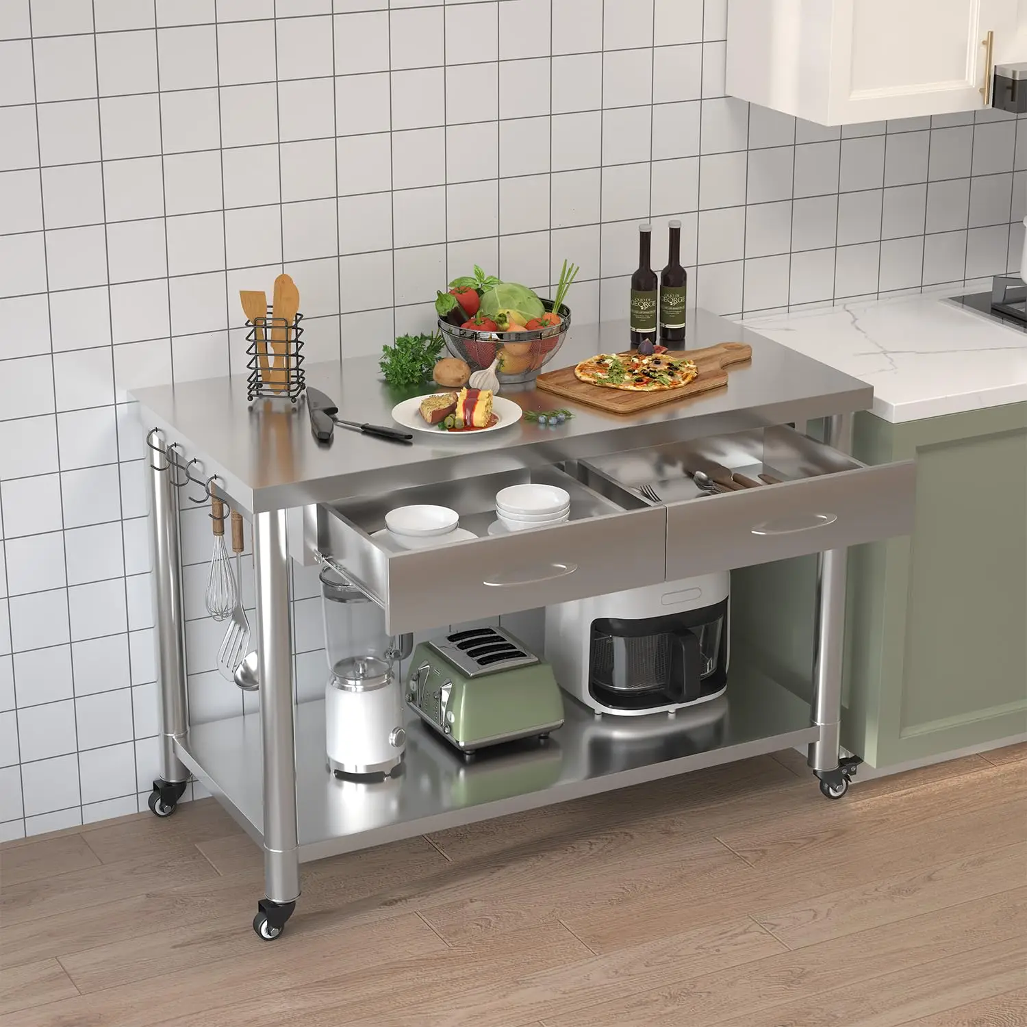 Stainless Steel Table with Drawer, 48”x24” Kitchen Prep Table | Heavy Duty Commercial Work Table, Kitchen Island, Customized