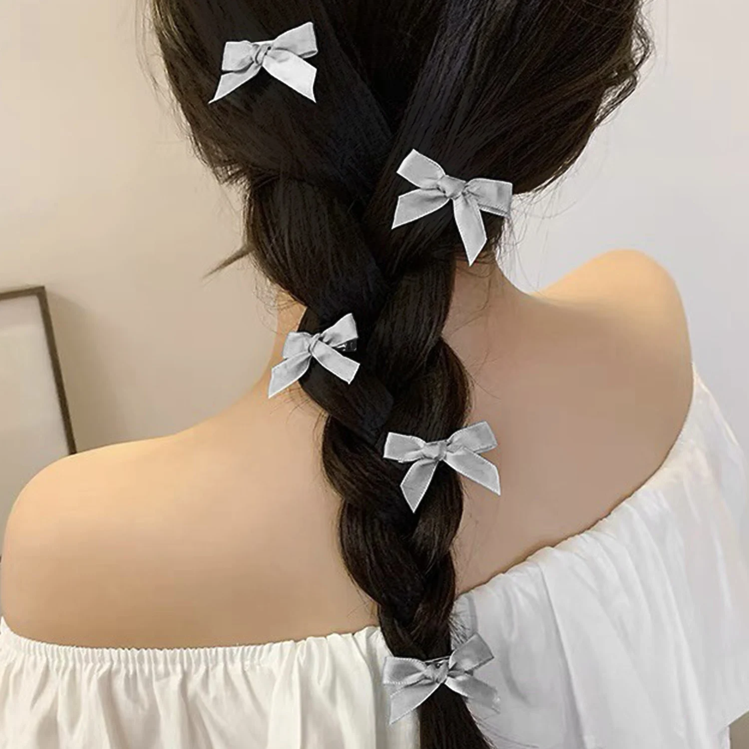 1PC Bowknot Hair Clips Sweet Ribbon Bow Hairpin Bang Clip Korean Girl Mini Grab Clips Female Headwear Hair Accessories