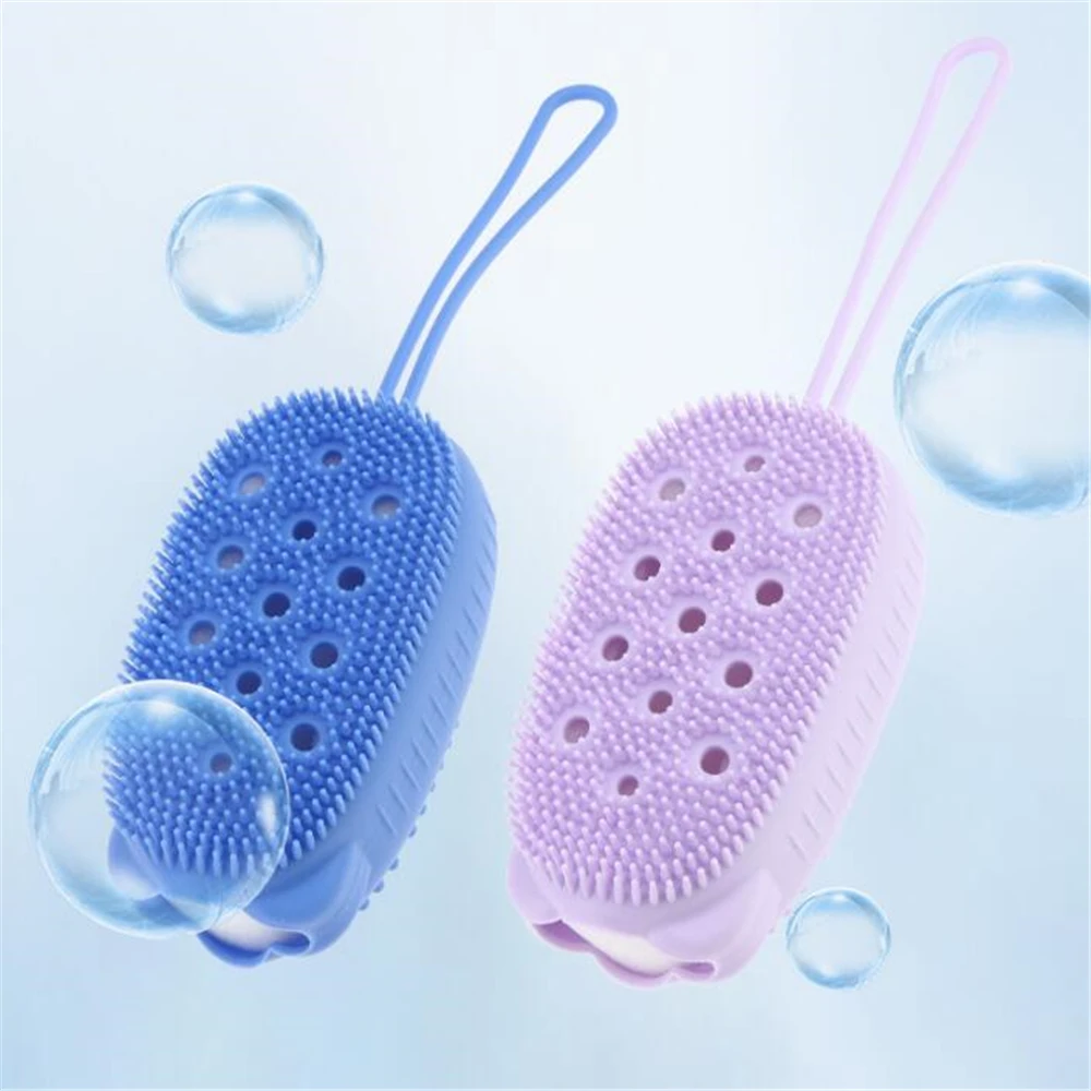 Silicone Body Scrubber Shower Exfoliating Scrub Sponge Bubble Bath Brush Massager Skin Cleaner Cleaning Pad Bathroom Accessories