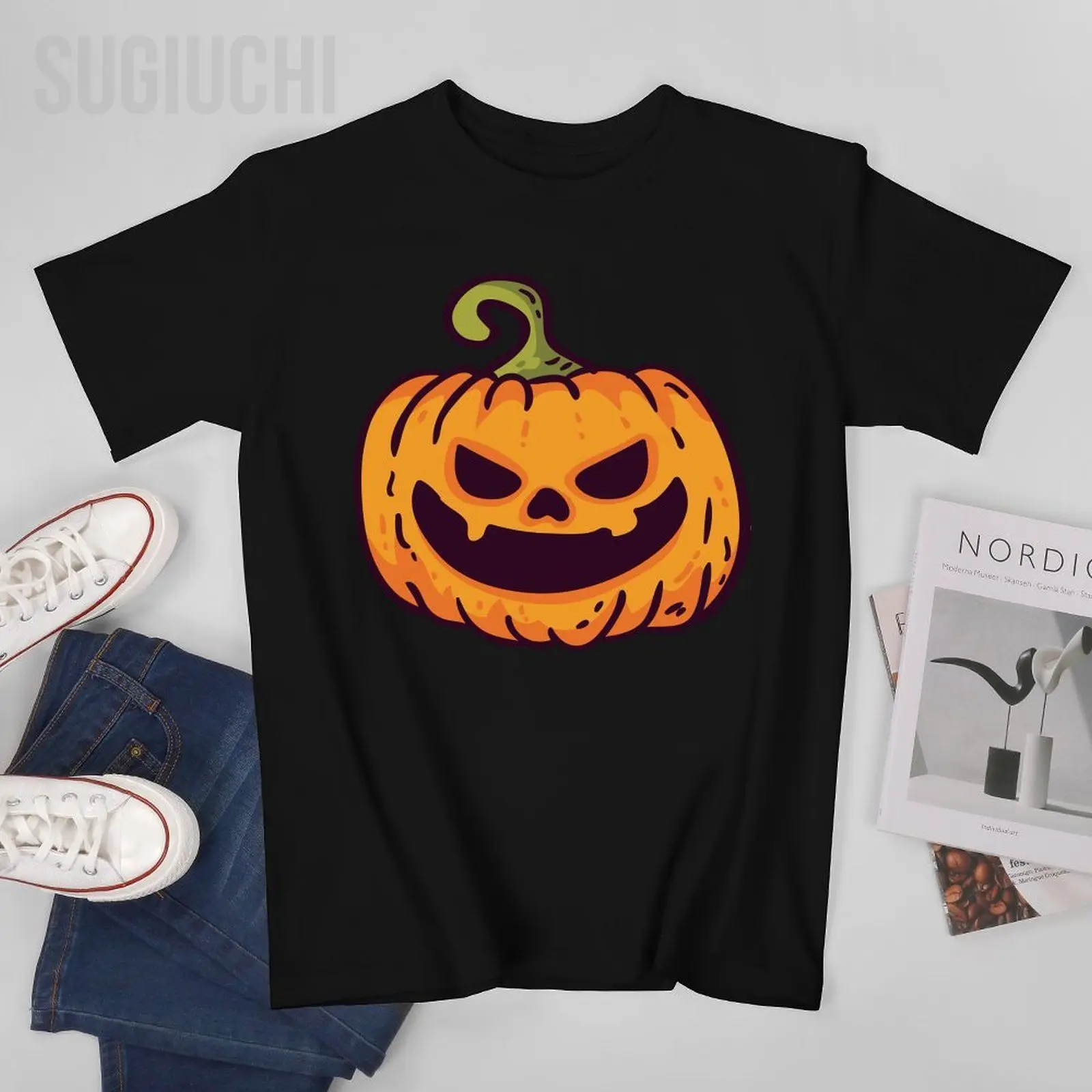 

Men Halloween Pumpkin Hey Boo Fall Ghost Party Teacher Tshirt Tees O-neck T Shirts Women Boys 100% Cotton T-Shirt Unisex