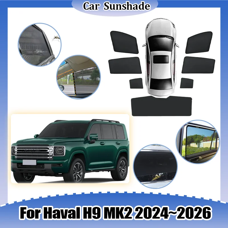 

Sun Visor For Haval H9 MK2 2024 2025 2026 Heat Insulation Car Mesh Sunshade Privacy Curtains Shading UV Protection Accessories