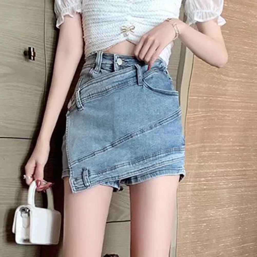 กระโปรงป้องกันแสง กางเกงขาสั้นเอวสูง สภาพใหม่เอี่ยม ชุดเดินทาง สวมใส่ทุกวัน ผ้าโพลีเอสเตอร์ที่ใช้งานได้สี่ฤดูกาล