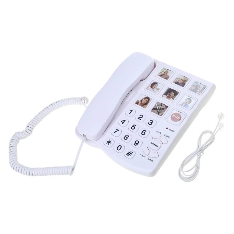 E41W Elderly Optimized Landline Phone with Clear Sound Large Buttons for Easy Dialing