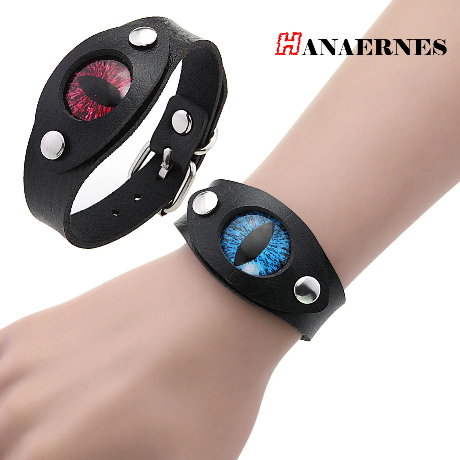 Дьявол Уница Красный Глаз Красный Глаз Кожаный Браслет Панк Рок Регулируемый Браслет Синий Глаз Браслет Ювелирные Изделия Из Искусственной Кожи