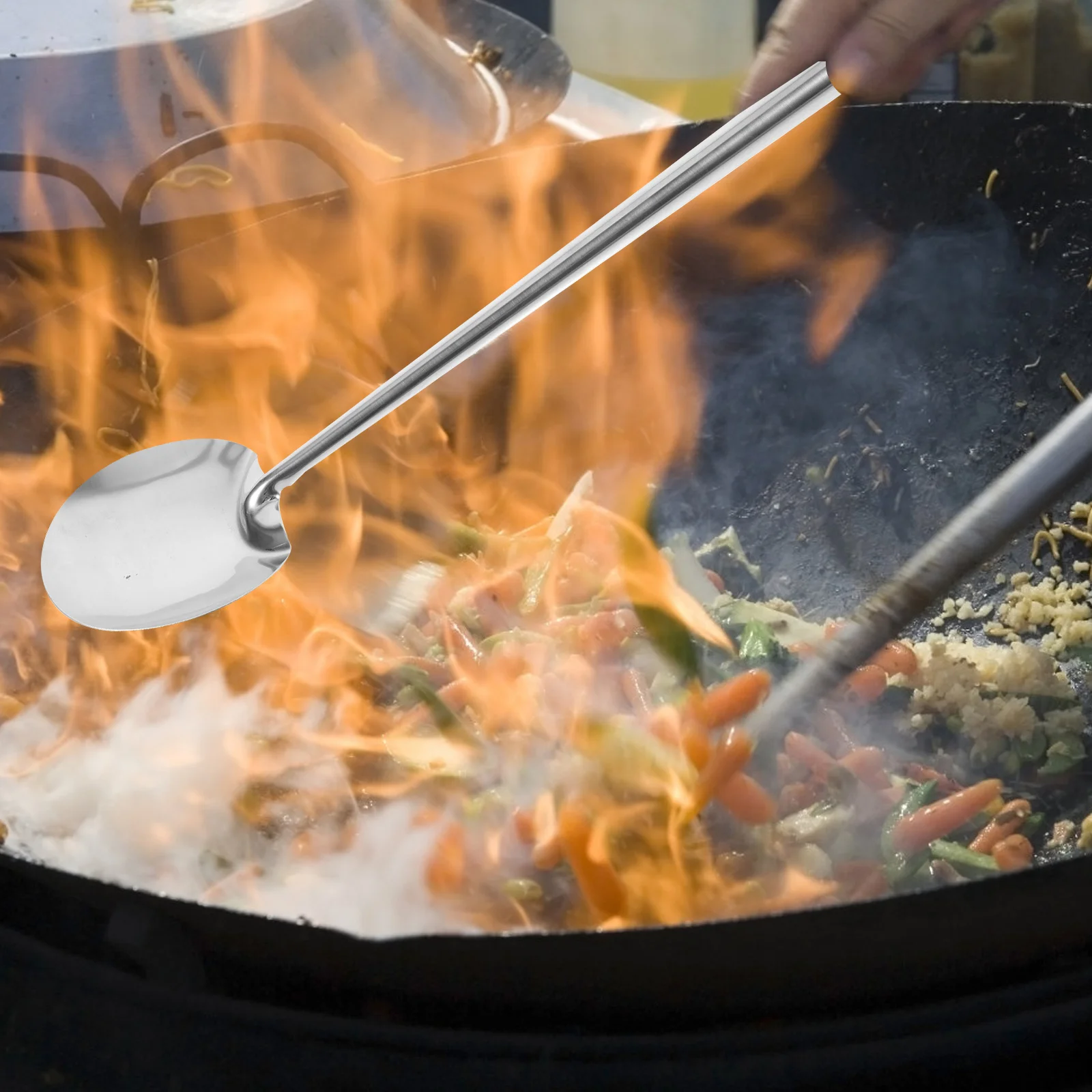 

Frying Spoon Wok Spatula Stainless Steel Long Handle Turner for Kitchen Chinese Cooking Spoon Medium Size Hollow Design