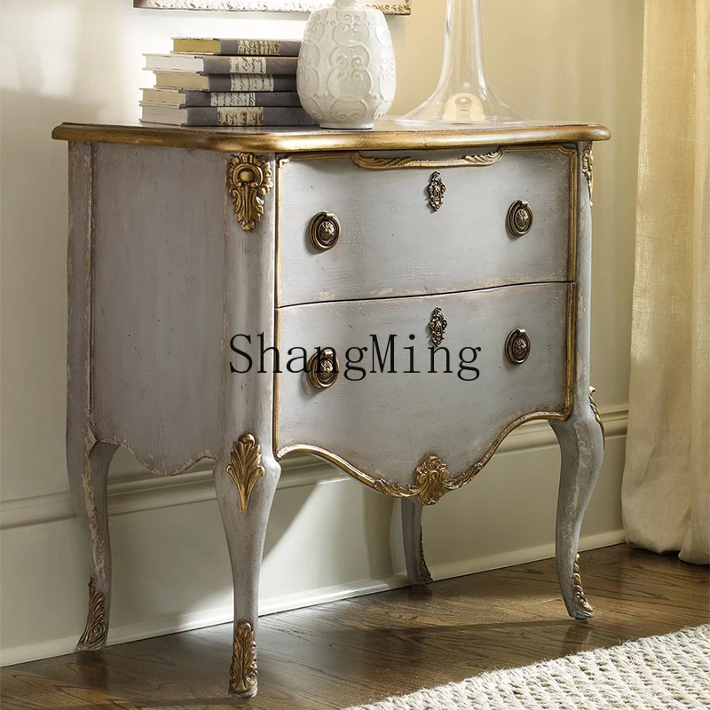 

CL home high value bedside table villa wall chestantique weathering old