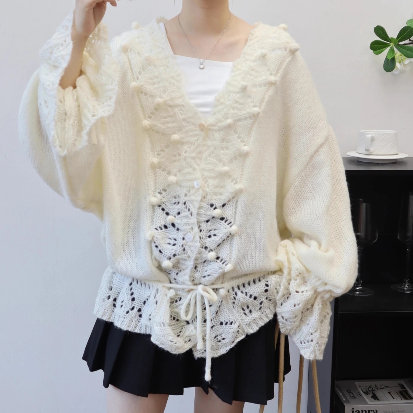 

Women Cardigan Coats Sweaters Knitted Drawstring Y2k Streetwear Jumpers Elegant Splice Knit Open Stith Loose Coat Autumn Winter