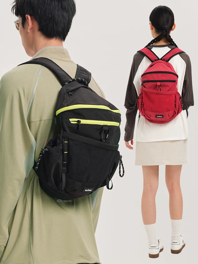 

VAOPER Large Capacity Outdoor Sports Backpack Men's Women's Traveling Hiking Bag Retro Mesh Drawstring Youth Double Shoulder Bag