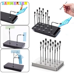 Model Painting Stand Base with 12Pcs Magnetic Bendable Alligator Clip Model Holder DIY for Card Photo Memo Modeling Tools