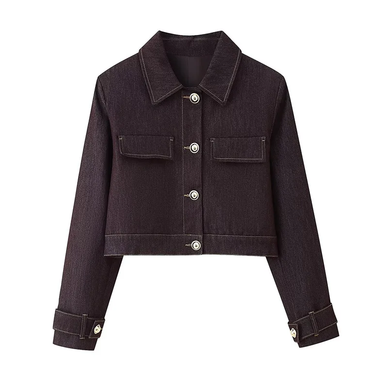 Women's clothing contrasting color line short jacket micro-pull pants fashion two-piece set