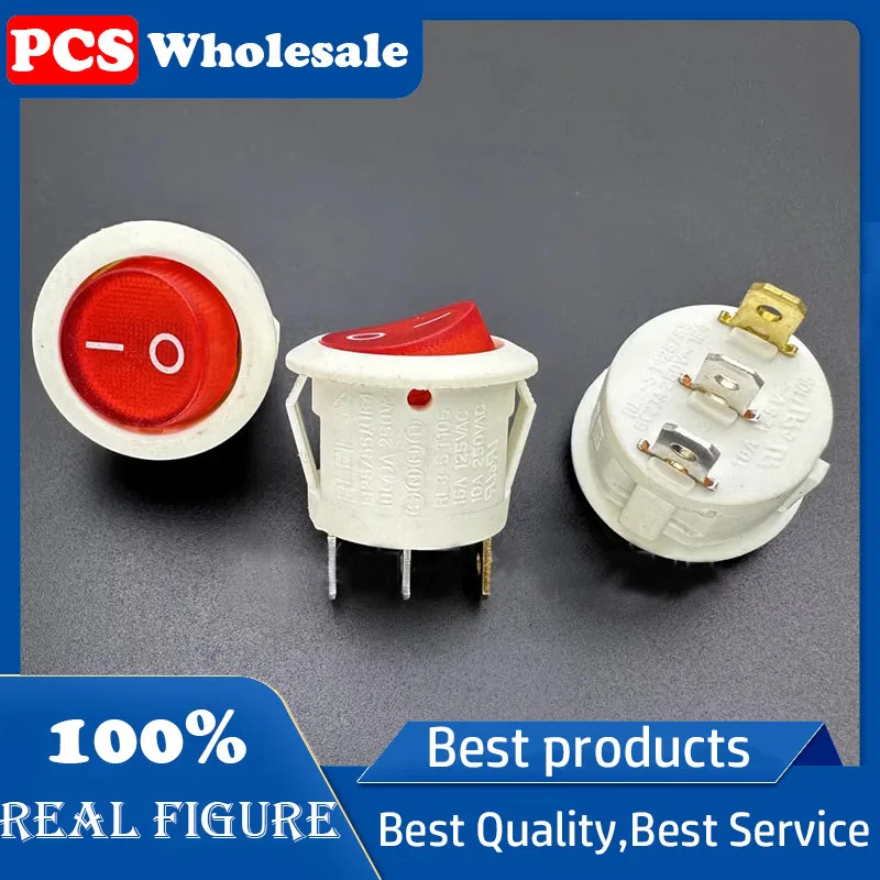 RL3-5 T105 Ship type power switch 3 pin 2 speed 6A white with light rocker round 23mm/20mm push button switch