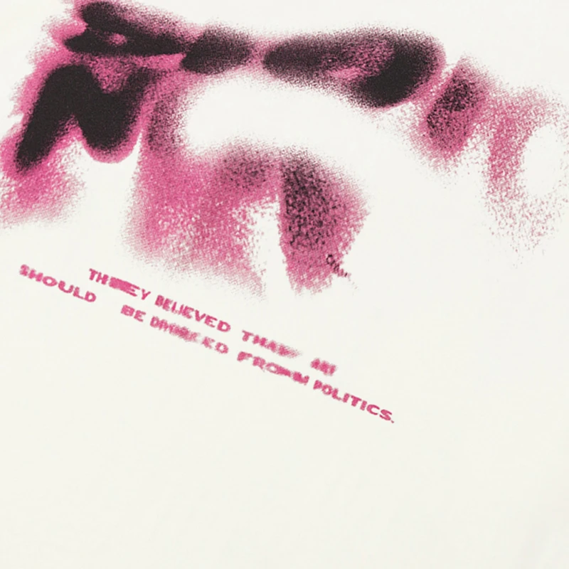 2024 Men T-Shirt Streetwear Twisted Blurry Letters Graphic Casual White Tshirt Tops Tees Cotton T Shirt Unisex Fashion Clothing view 3