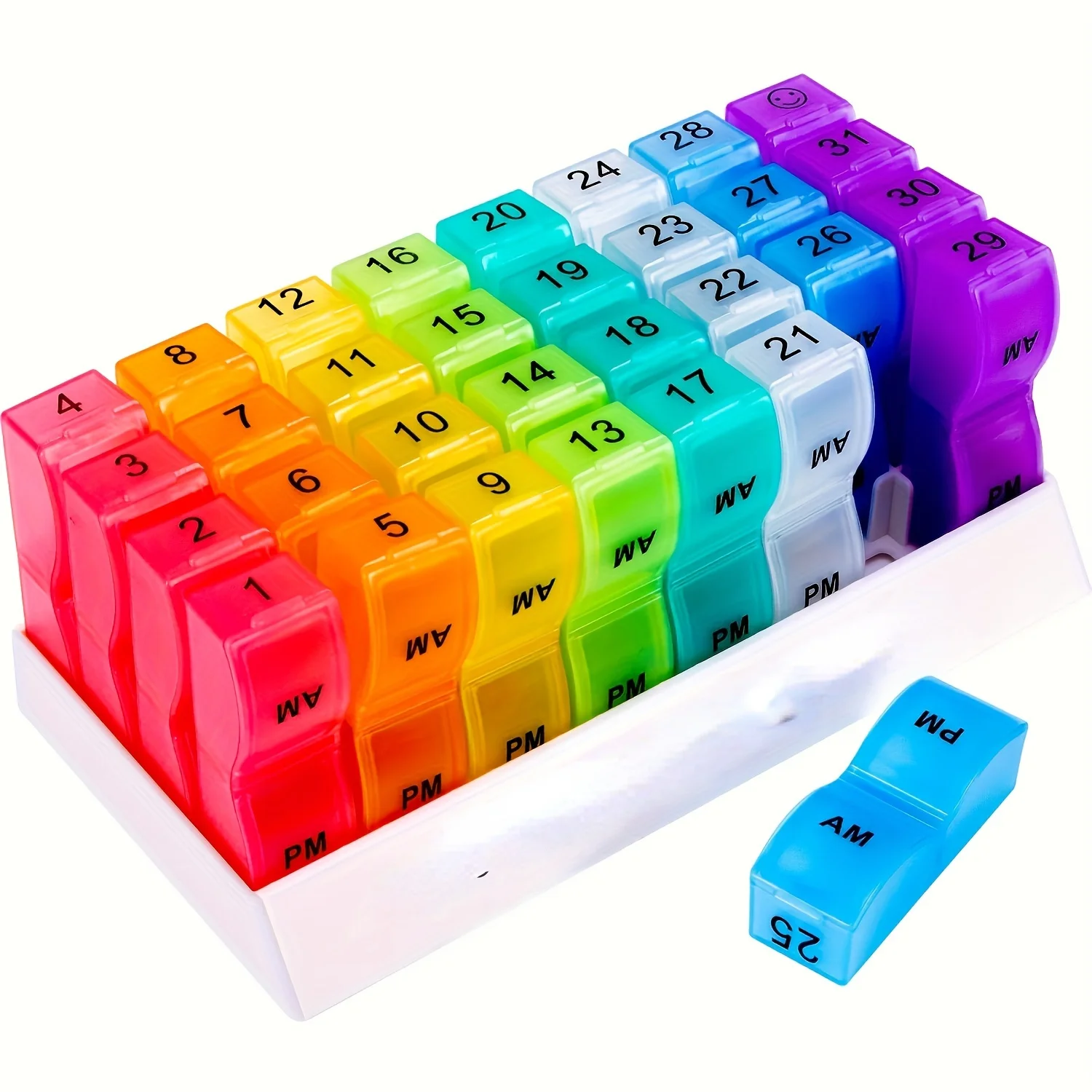 

Sturdy 31-Day Pill Organizer with AM/PM Compartments - Durable PPSU Plastic for Vitamins & Medication