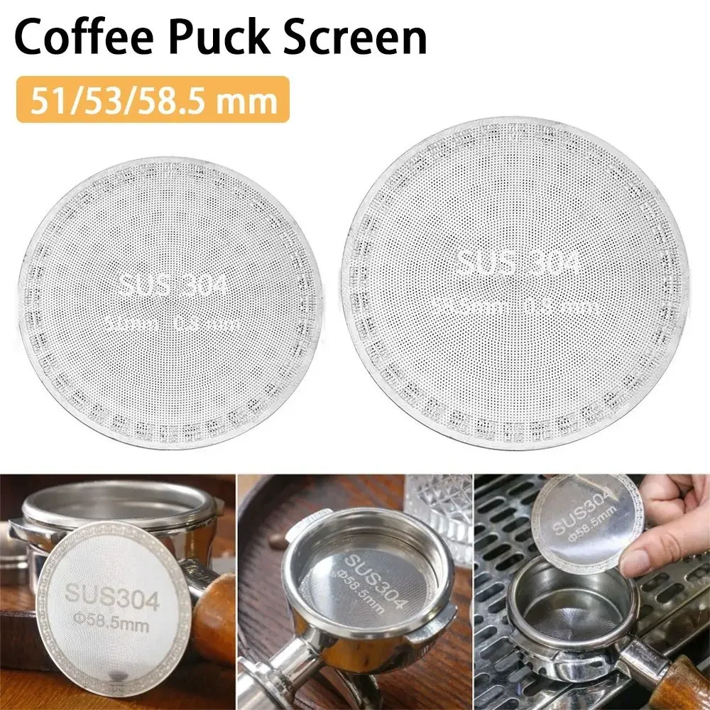 Espresso Puck Screen 51 53 58.5mm Stainless Steel, Reusable Double Layer Coffee Filter, Espresso Accessory for Portafilter