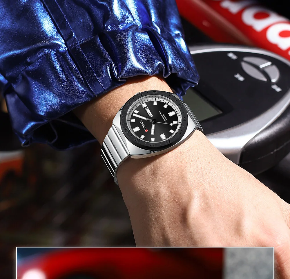 CURREN Klassische Retro Herren Quarzuhr mit Datums- und Tagesanzeige, Leuchtzeigern, Edelstahl, Casual Herren-Armbanduhr Relógio Masculino – Detail 7