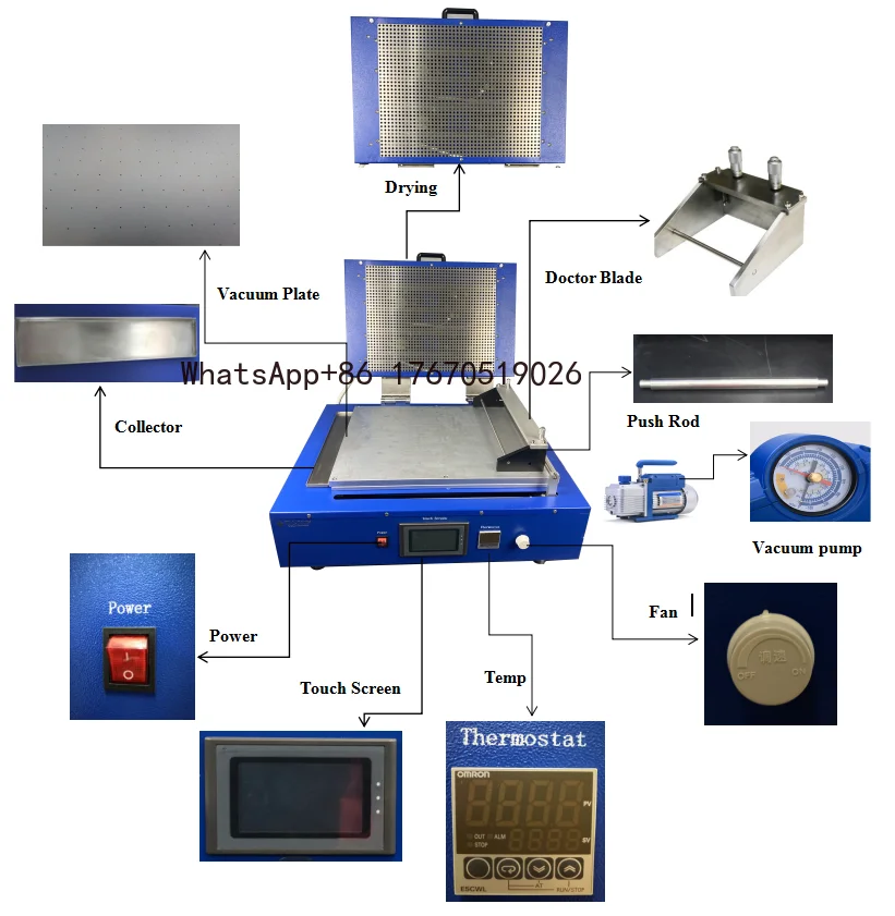 Lab Compact Vacuum Film Coating Coater Machine for Lithium Ion Battery Electrode Coating
