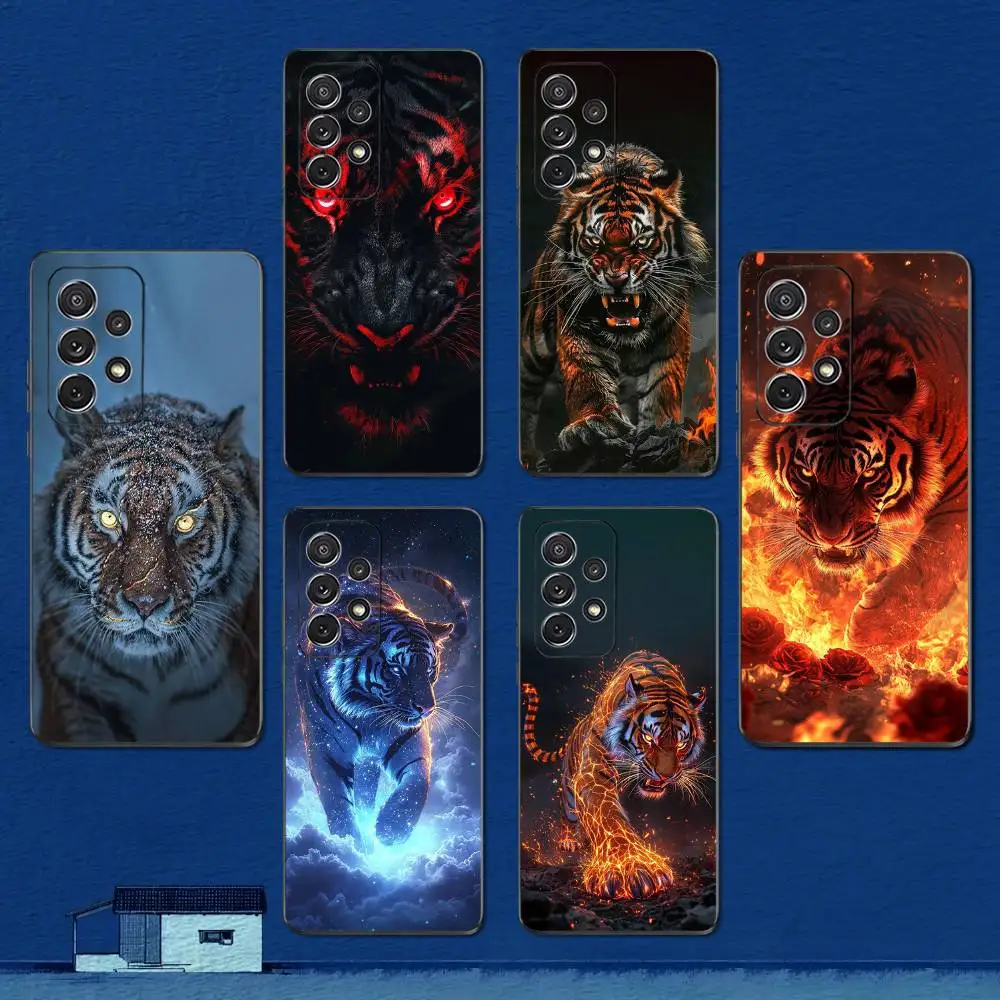 

Fierce Mythology Lion Tiger Phone Case For Samsung S22,S21,S20,S10,S9,S25,S24,S23,Ultra,FE,Plus,Lite,Soft Silicone Black Cover