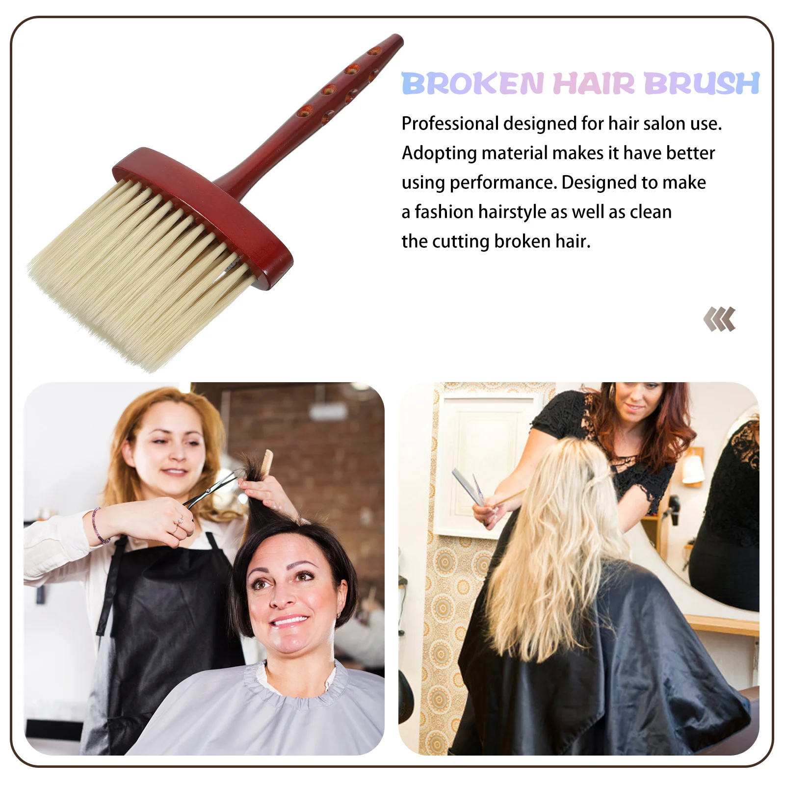 فرشاة تصفيف الشعر بمقبض خشبي، أداة صالون لتصفيفة الشعر العصرية، قص الشعر المكسور، هدية مثالية صغيرة محمولة
