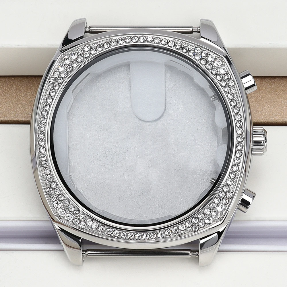 

Корпус часов 39 мм, серебристый, из нержавеющей стали, аксессуары для часов VD78 Miyota JS25, кварцевый механизм, циферблат 32,2 мм, модный, водонепроницаемый.