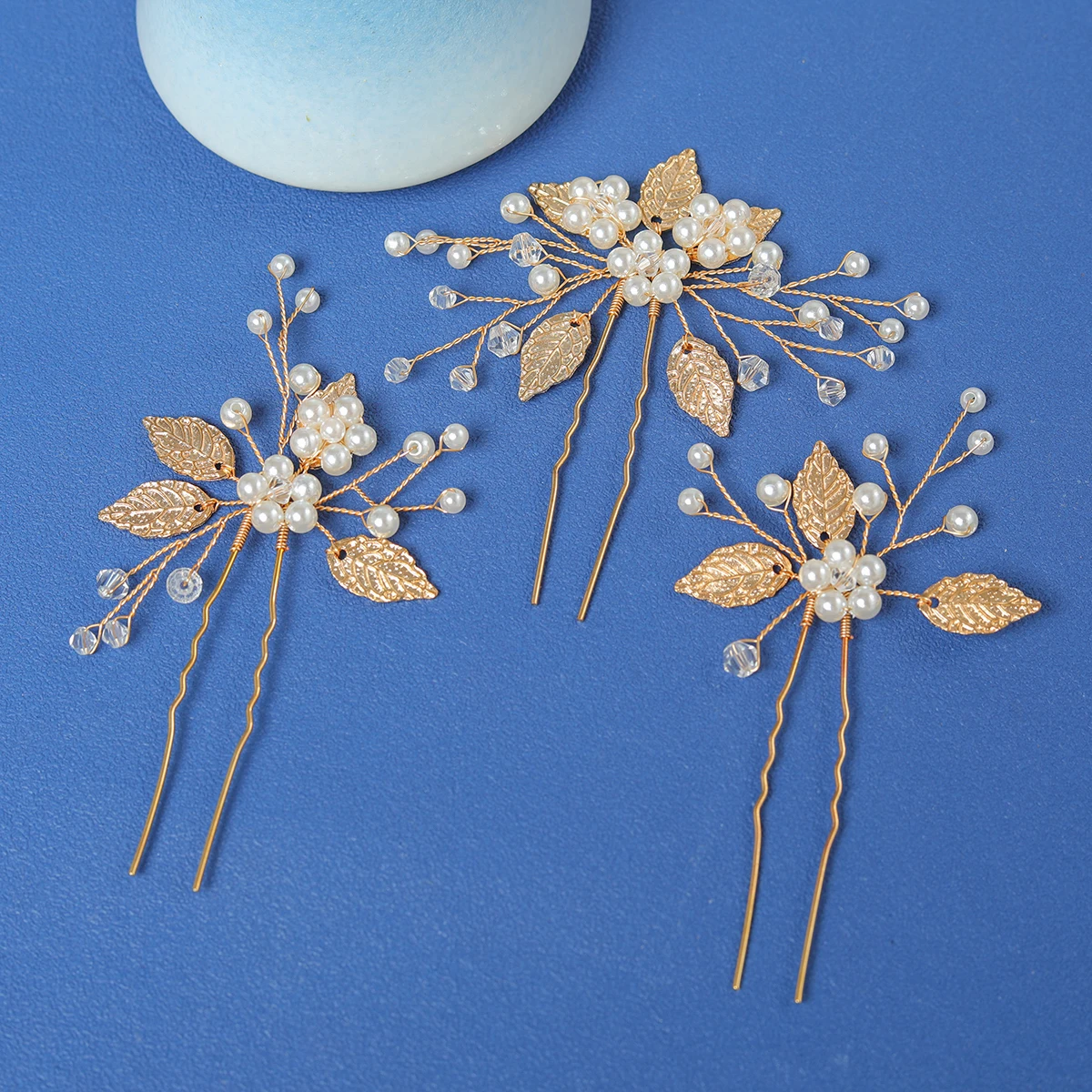 3Pcs Handmade Gold Silver Color Crystal Rhinestone Hairpin Set Barrettes For Bride Women Pearls Flower Wedding Hair Accessories