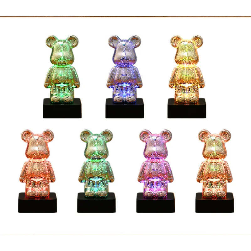 Fireworks creative bear household colorful dimming atmosphere rechargeable touch remote control lamp ornament gift