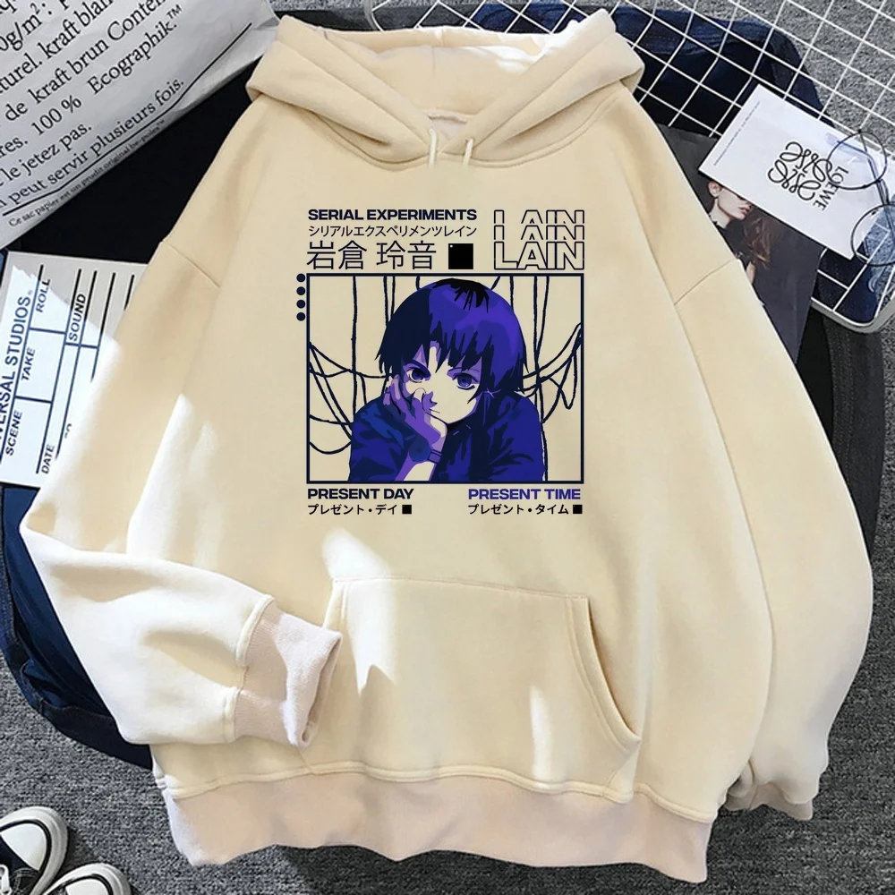 Serial Experiments Lain women sweatshirt top sweatshirts goth hoodie long coat japanese anime winter warm
