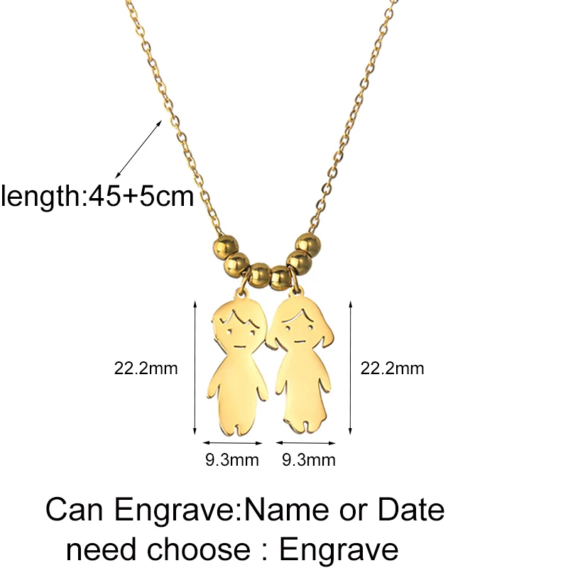 Nextvance New Trend Boy Girl Kids Necklace Stainless steel Engraved Custom Name Date Beads Chain Pendant Family Jewelry Gift - Detail 1