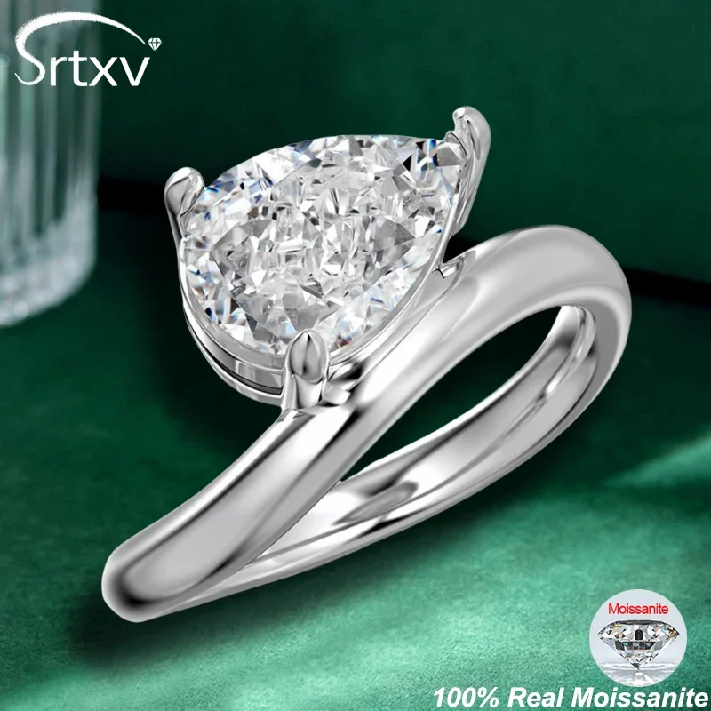 6*9mm Pear Cut Moissanite Ring 925 Sterling Silver Water Drop Diamond 18K Plated Women Party Wedding Band Gift Jewelry Certified