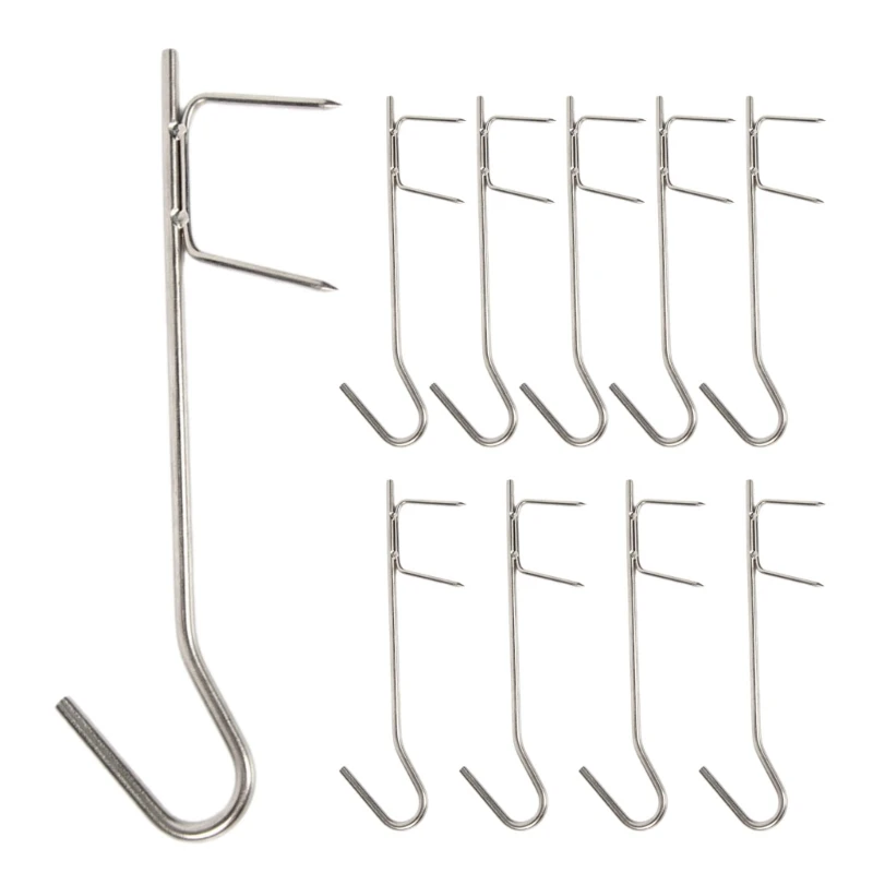 Pack of 10 Smoking Hooks, Fishing Smoking Hooks Set, Hooks for Fish Smoking, Stainless Steel Smoking Hooks, Trout, Hooks