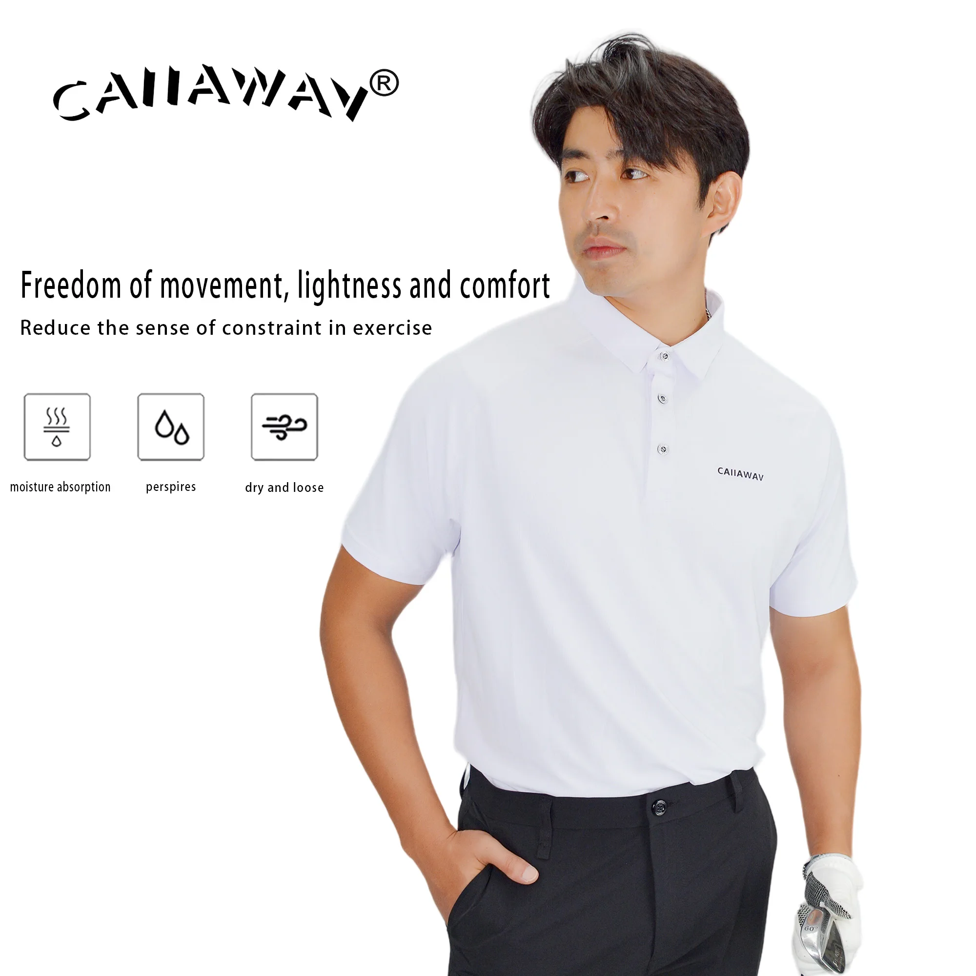 

CAIIAWAV Golf Clothing Men's Summer Short sleeved Polo Shirt T-shirt Color Contrast Design