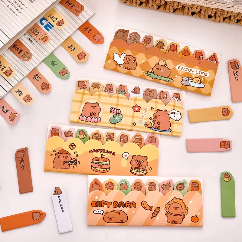 Neue Kawaii Streifen-Capybara Notizblöcke Einfache Scrapbooking-Aufkleber Schulbedarf Haftnotizen Bürobedarf Preisgeschenke
