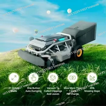 Remote control lawn mower with 3-in-1 2WD portable lawn mower 12Ah LiFePO4 battery two-wheel drive for 45% slopes