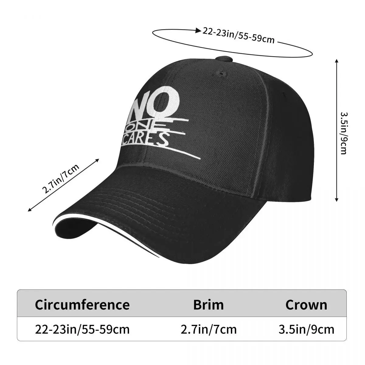 No One Care Logo 2354 Caps Mens Hats Cap Female Caps For Men Women's Baseball Cap Man Hat Baseball Cap