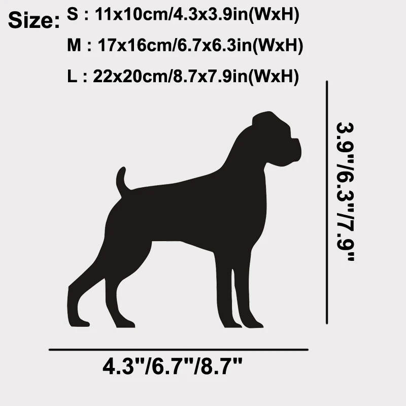Boxer Dog Vinyl Decal – Car, Window, Bumper, Laptop, Wall Decor – 3 Sizes / 20 Colours / Custom Size Available