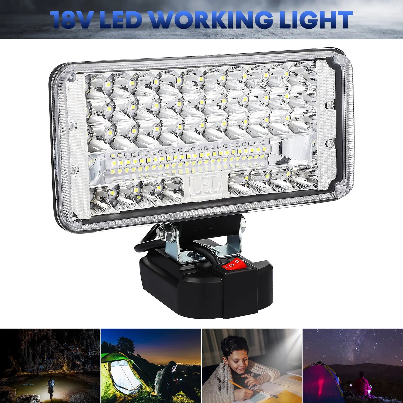Work Led Light For Home Emergency Light Camper Flashlight Outdoor Handheld Flood Rotatable Magnetic Base Rechargeable